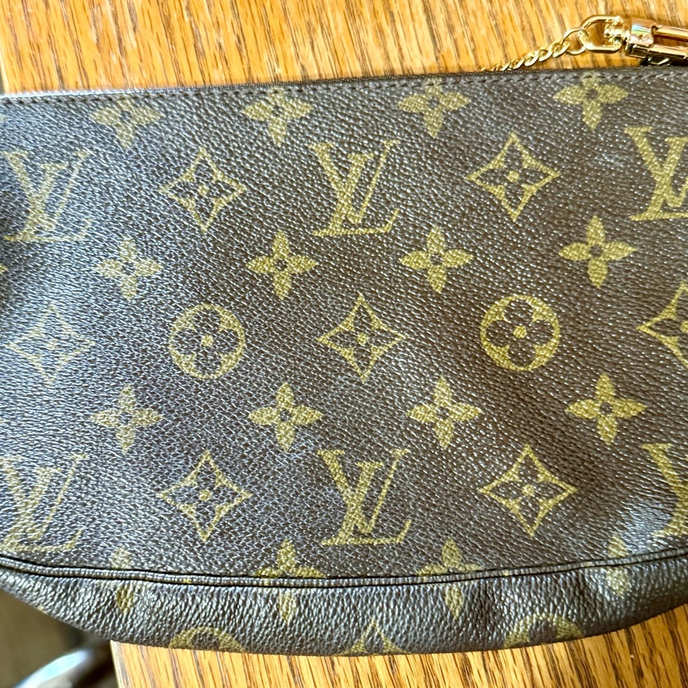 Louis Vuitton Brown and Gold Zippered Pouch